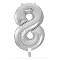 34" Silver Number Foil Balloon - 8